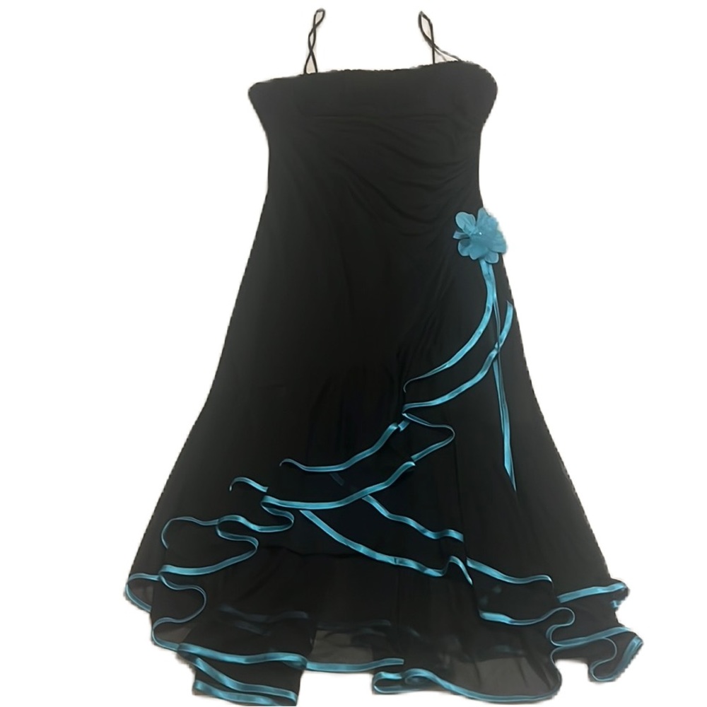 CATO, Wrap Style, Lining, Sleeveless, Floral Dress, Black/Turquoise, Size 14 - Picture 1 of 11
